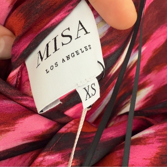 MISA Los Angeles Moa Cowl -Back Printed Satin slip Dress New With Tags Size: XS - Picture 4 of 9